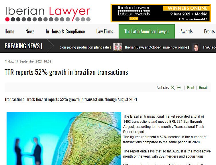 TTR reports 52% growth in brazilian transactions